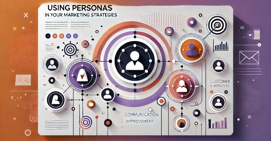 Gráfico minimalista representando o uso de personas em estratégias de marketing para personalização e comunicação